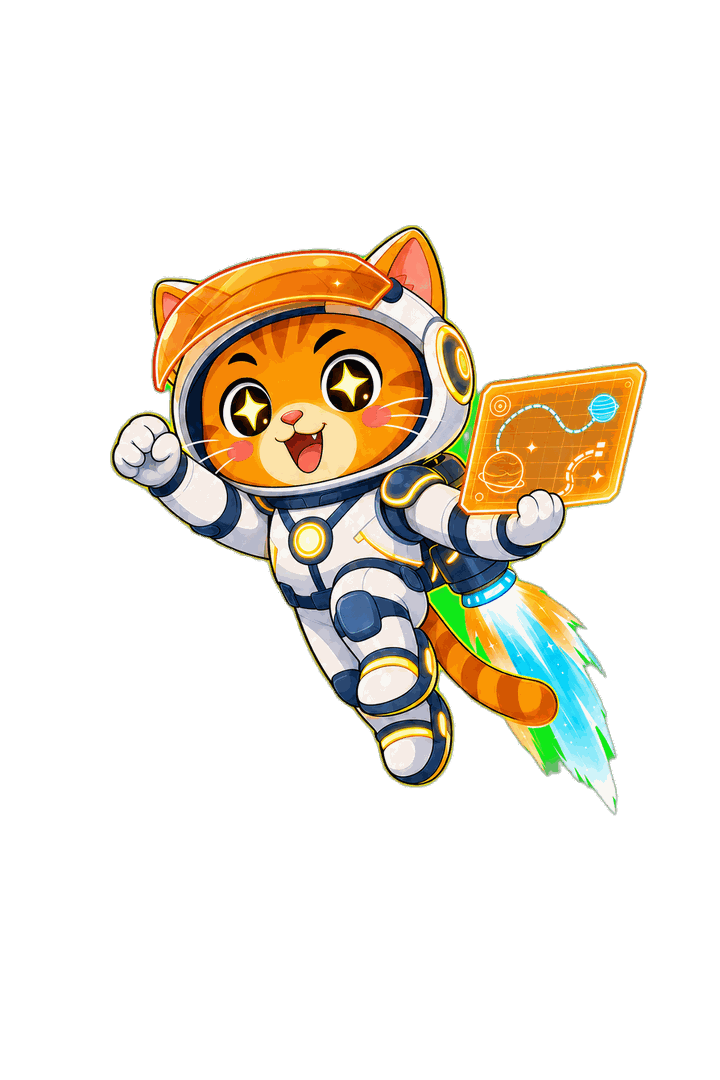 Comet the cat — space pilot, astroQ.org mascot